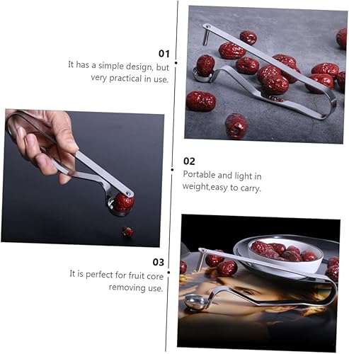 Miniatura 8 de 2 unidades manuales de dátiles rojos, removedor de núcleos portátiles de cocina para eliminar núcleos de frutas, herramienta de descorazonador