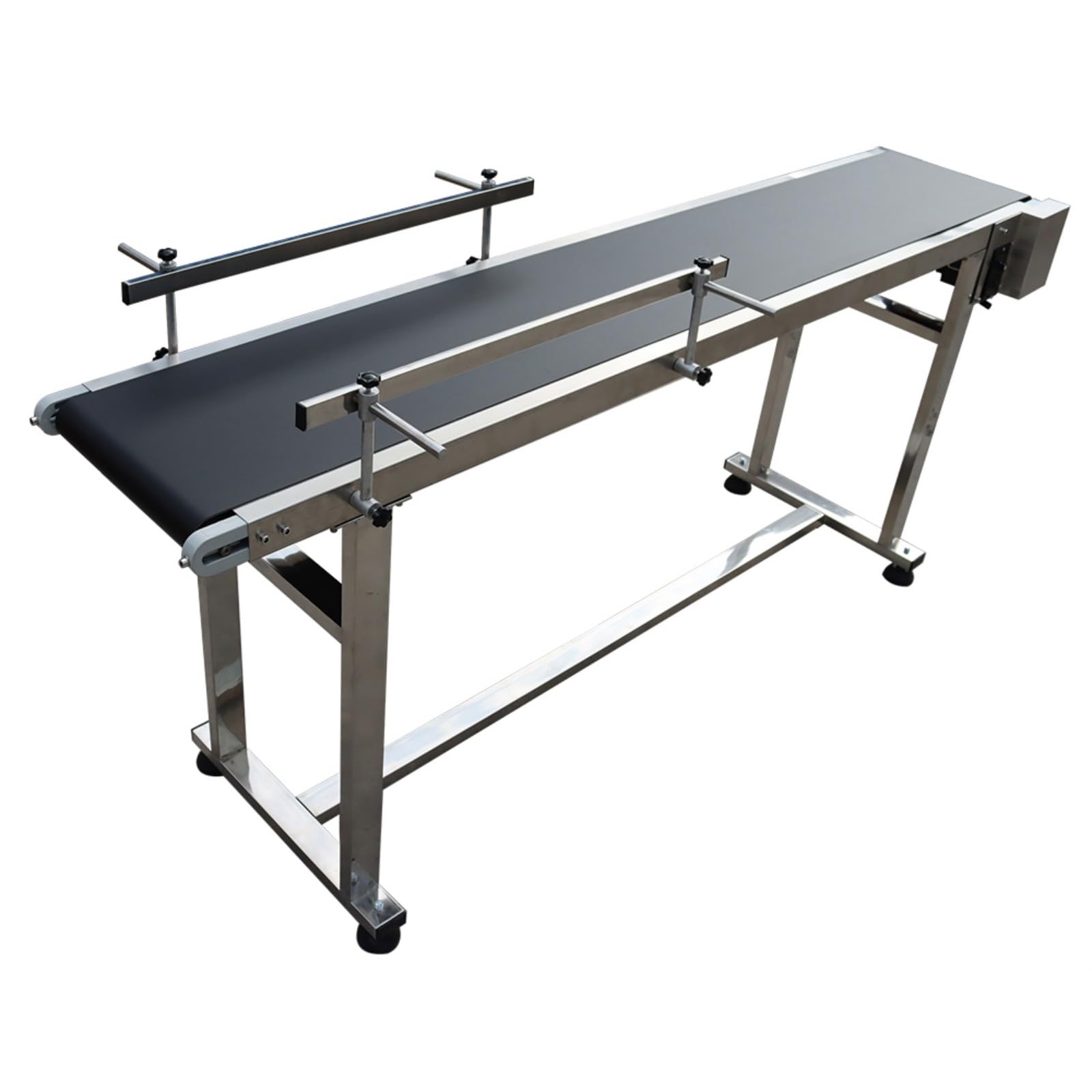 BEILOCKERY 70.9 inch PVC Belt Conveyor 11.8 inch Width Double Guardrails Stainless Steel Frames Belt Conveyor for Conveying Bottles Metal Plastic Bags Cartons 110V 120W