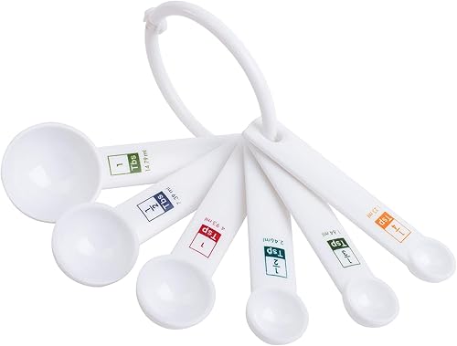 Fox Run Juego de 6 cucharas medidoras de plástico color blanco 16 x 9 x 3 pulgadas