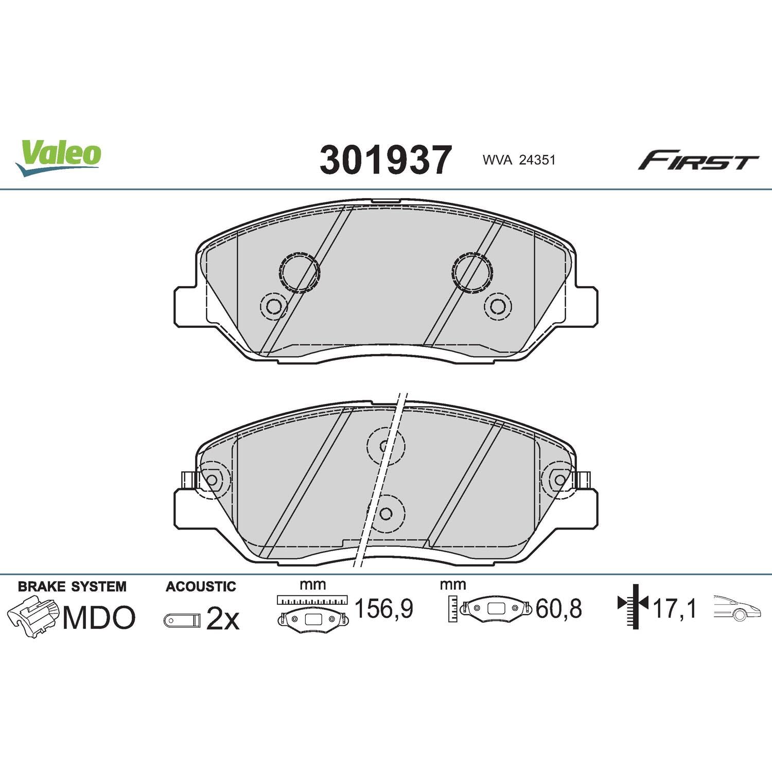 VALEO Kit pastiglie freno, Freno a disco 301937 Compatibile con: HYUNDAI GRAND SANTA FÉ, SANTA FÉ II, SANTA FÉ III, SONATA VI, KIA SORENTO I, SORENTO II, SORENTO III, SSANGYONG ACTYON II, KORANDO