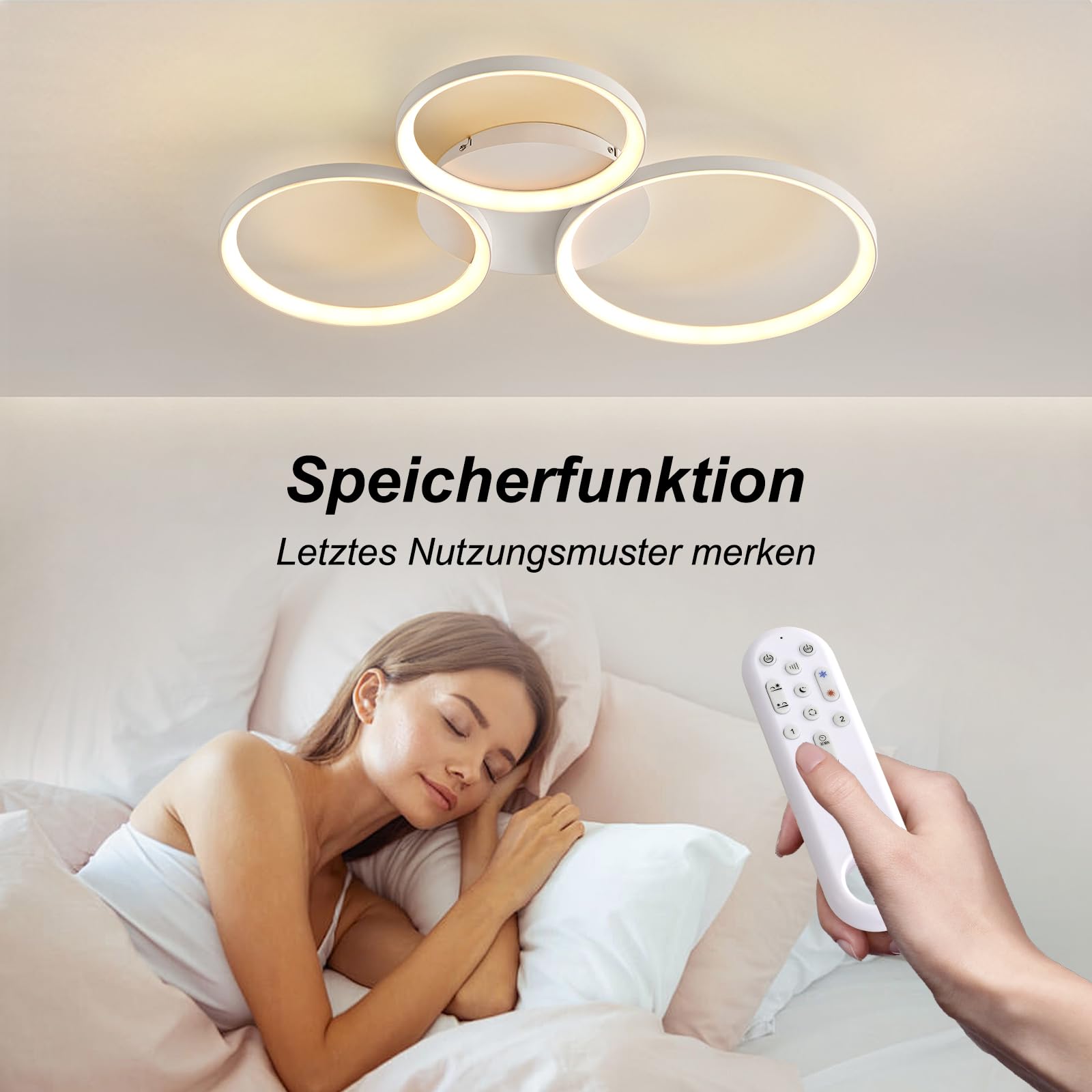 YZBEIMDAI Moderna Dimmerabile Plafoniera LED, Lampada da Soffitto Rotonda, funzione di memoria, timer, Plafoniera Moderna Per Soggiorno con Telecomando, per Soggiorno, Camera, Sala da Pranzo