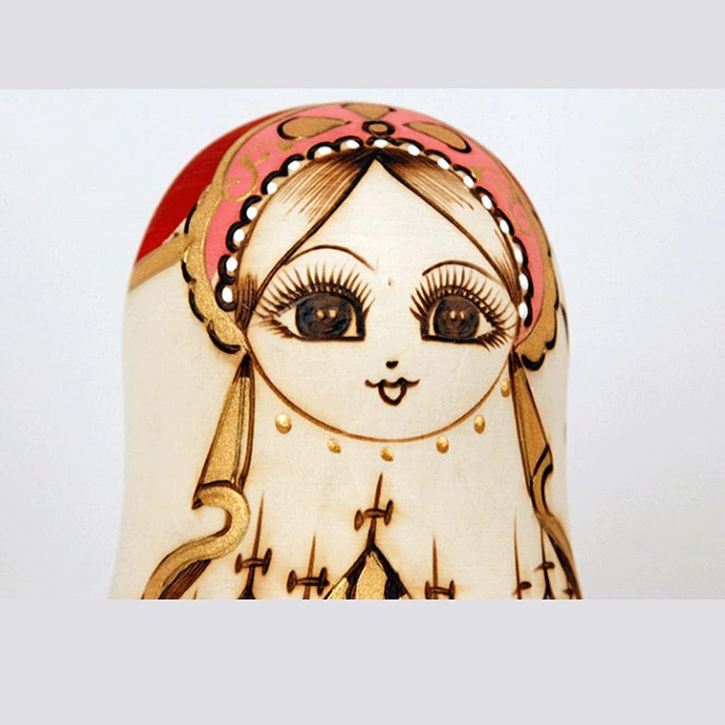Nesting Dolls 7- Piece Russian Nesting Dolls Educational Toy Matryoshka Home Decoration Nesting Doll Halloween Birthday Wish Gift Matryoshka (Color : Gold)
