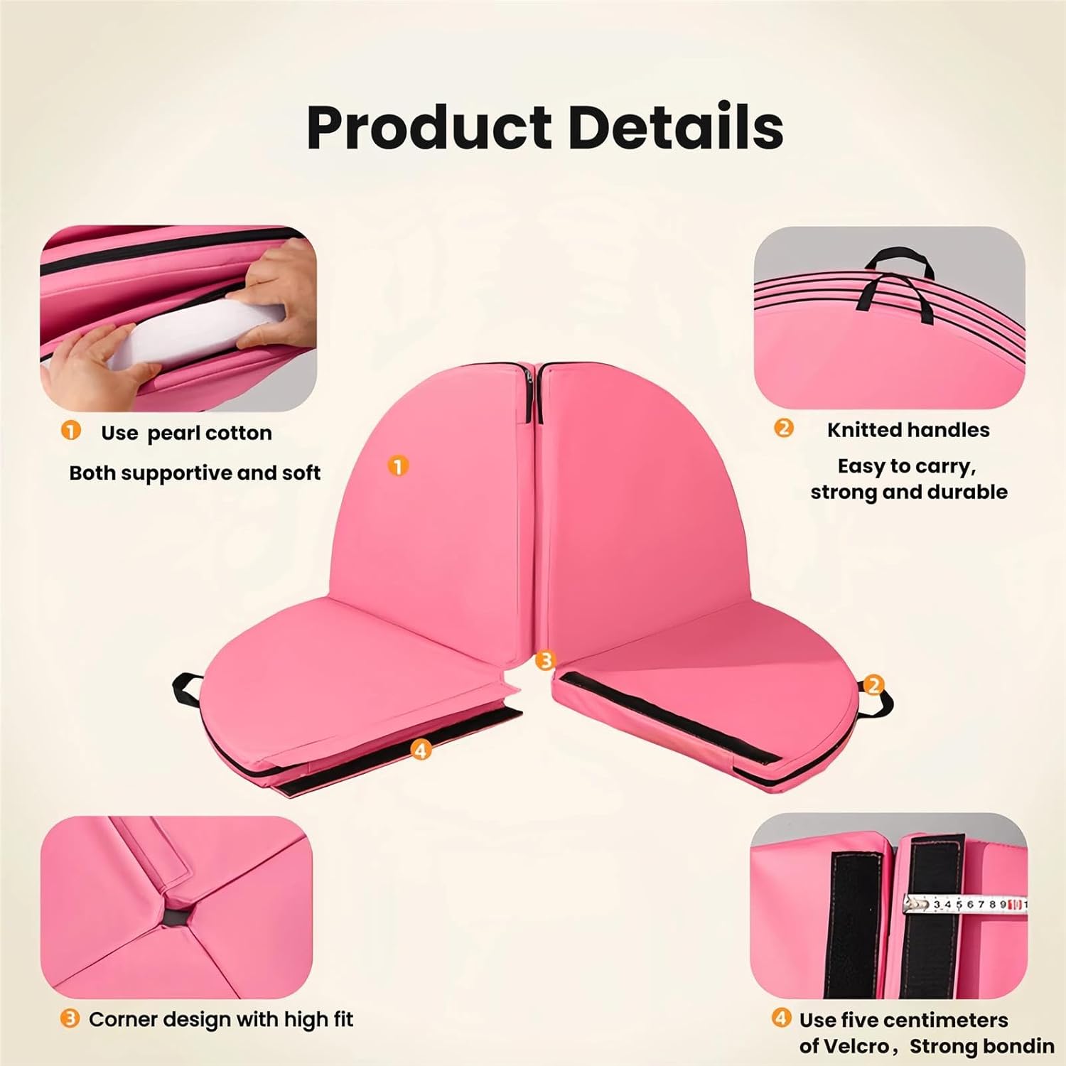 Foldable Dance Crash Mat with Carry Handles - EPE Foam Padding for Safe Landing Cushion in Home, Gym, Yoga, and Martial Arts Practice - Portable and Durable Safety Mat