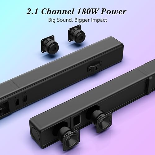 Miniatura 15 de Barra de sonido, altavoces de graves para Smart TV con subwoofer dual sistema de sonido envolvente 3D, barra de sonido de audio de cine en casa