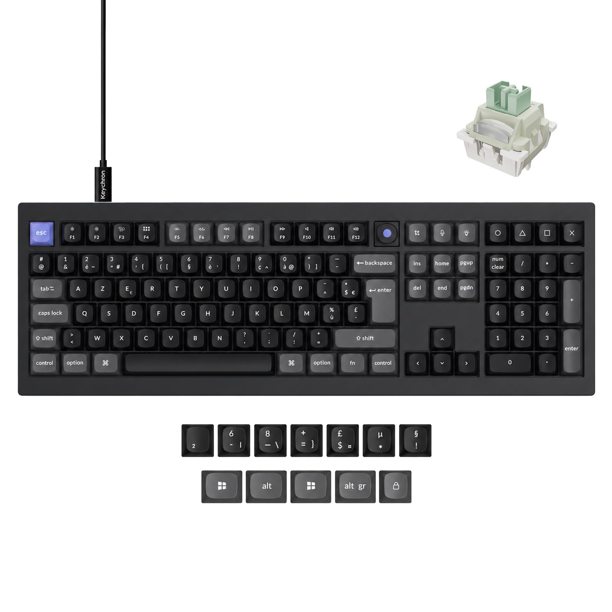 Keychron Q6 HE 8K Clavier Mécanique de Jeu Fil avec Switch Magnétiques Lime Ultra-Fast, Format Pleine Taille AZERTY, Doubles Injections OSA PBT, RGB Personnalisable Hot-Swap pour Windows/Mac - Noir