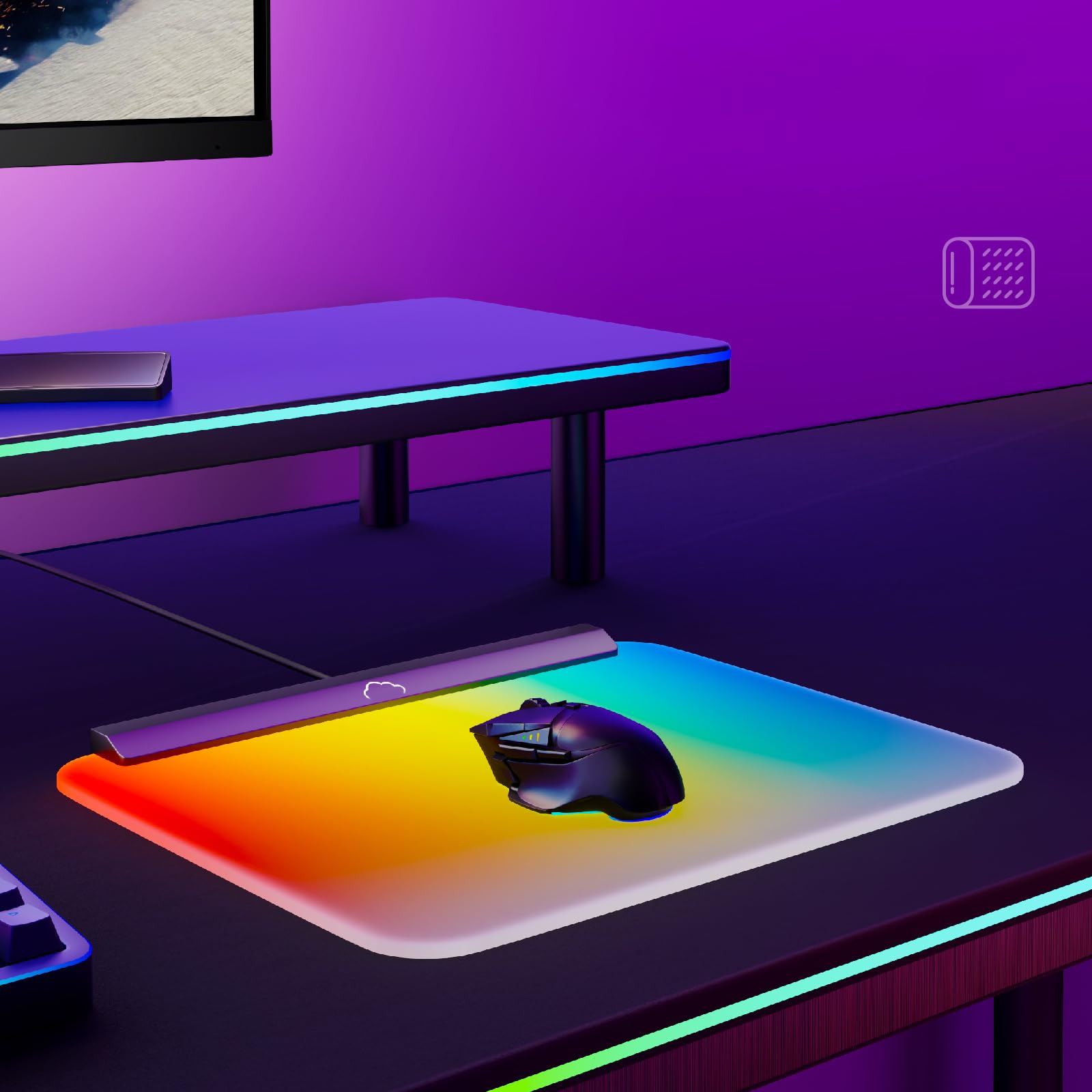 LED Mauspad, Gaming Mauspad, LED Leuchtmatten, Schreibtischunterlage mit 7-Farbiger Hintergrundbeleuchtung für Gaming Mauspad