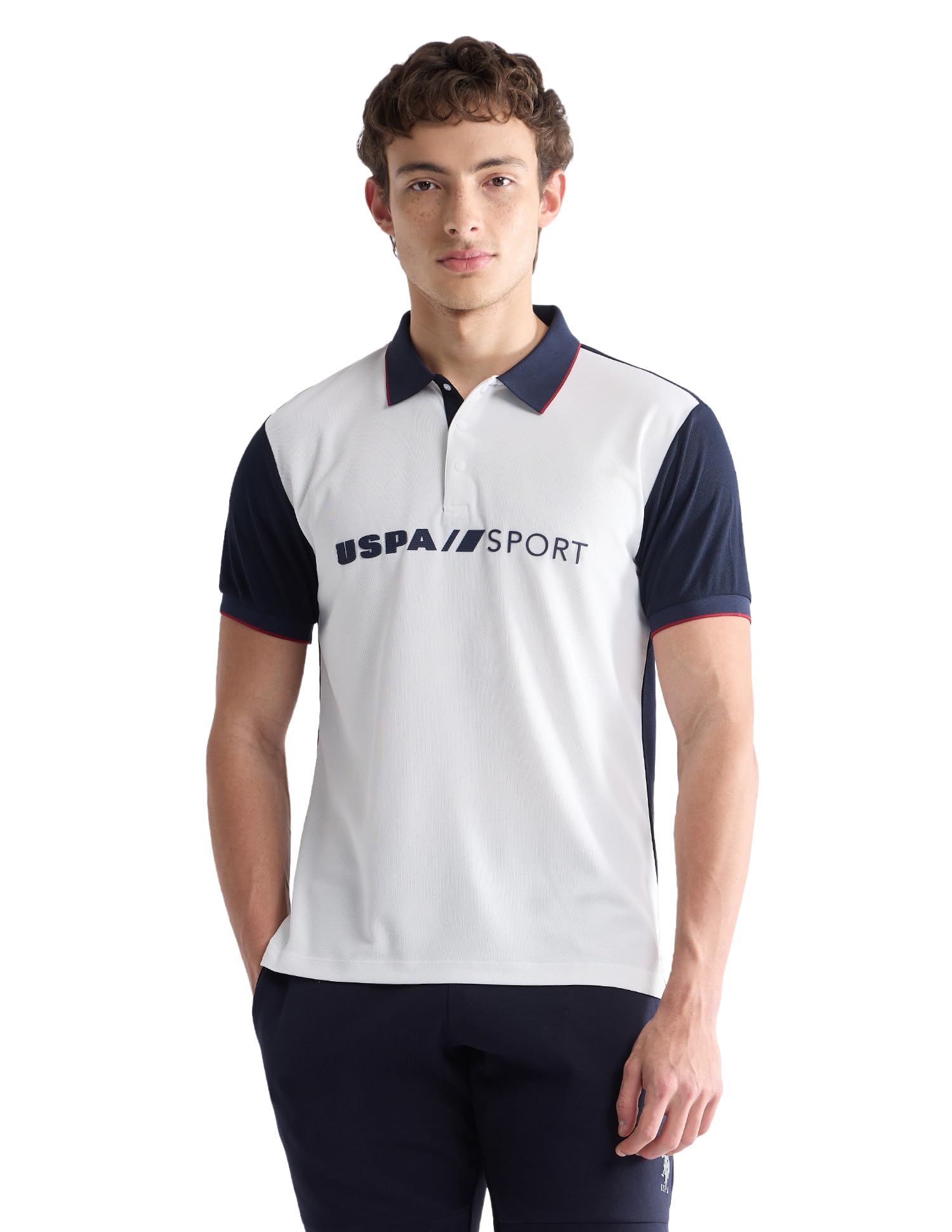 u.s. polo assn. USPA Active Sports Men's Colourblocked Slim Fit Active Polo Shirt-picture-25