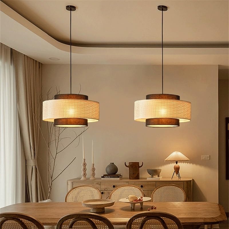 Lampe suspendue de style rétro Wabi-sabi simple en résine avec LED - 5