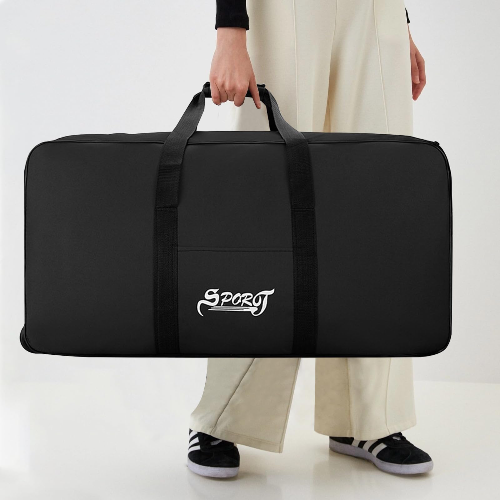 Grand Sac de Voyage à roulettes,120L Grand Imperméable Sac de Sport,Sac Pliable Weekender pour Homme Femme,Sacs à Bagages de Stockage pour Camping Voyage,80x40x40cm (Noir)