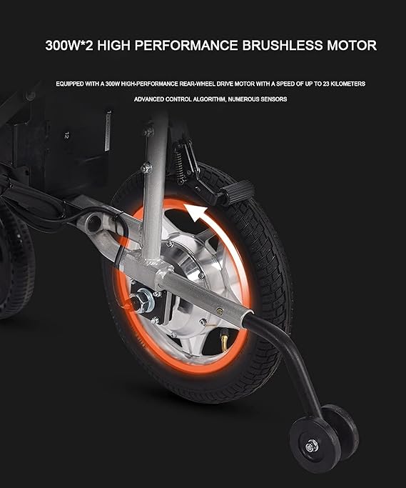 Electric Wheelchair, Folding Lightweight Wheelchai Adult Electric Wheelchair Suitable for Elderly People with Disabilities Can Be Folded in One Step Aluminum Alloy Material 360-deg