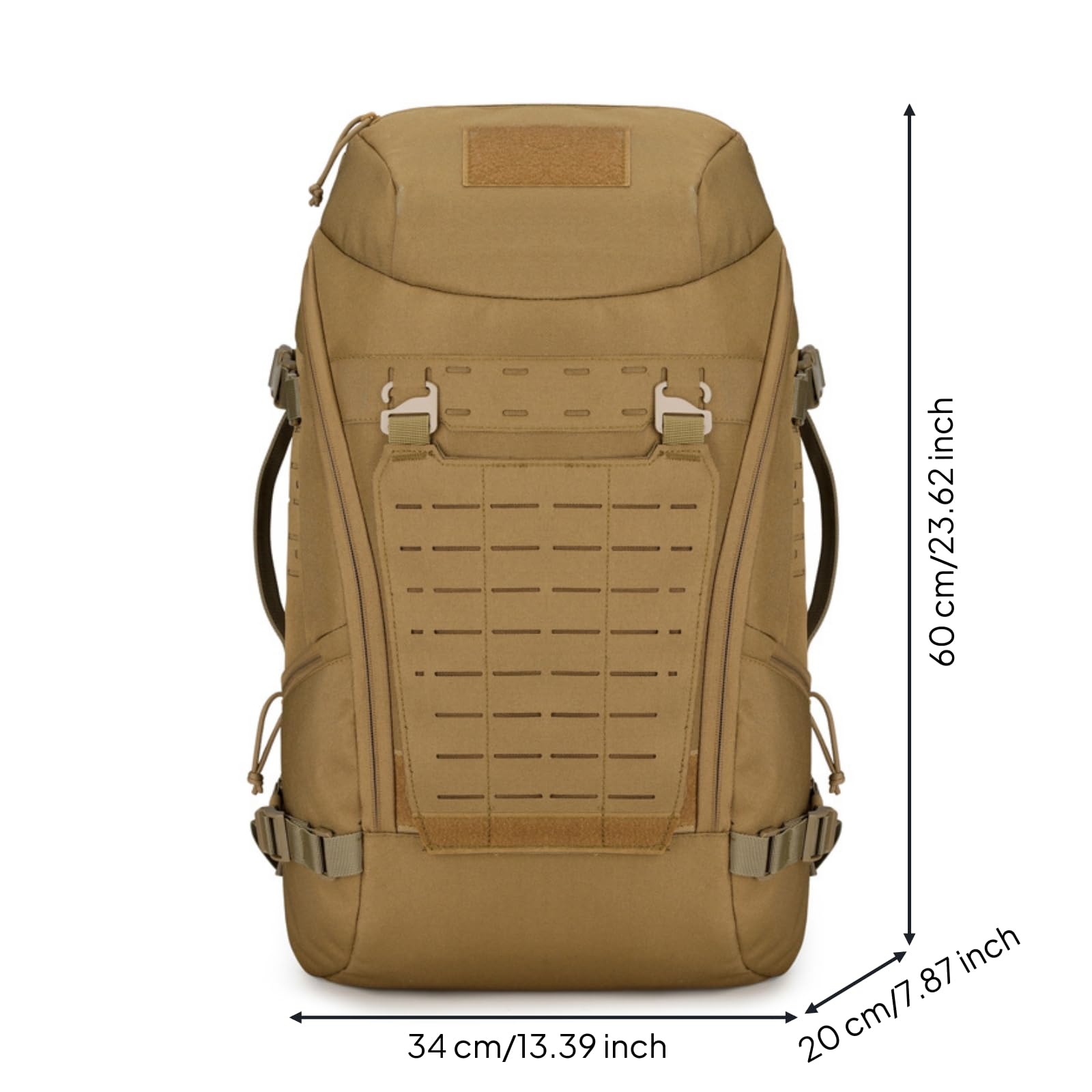Qianly Zaino con Spallacci Imbottiti Tattico Zaino da Trekking Leggero Borsa per Escursionisti, Viaggiatori, Array, Cachi