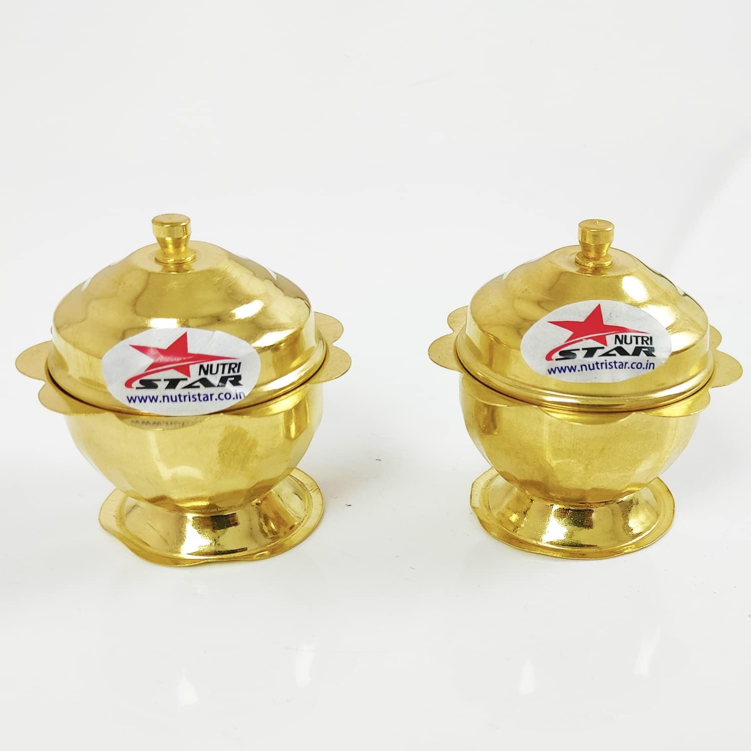 NUTRI STAR Brass Sindoor Box, Brass Sindoor Box, Kum Kum Box, Brass Box (Set of 2)