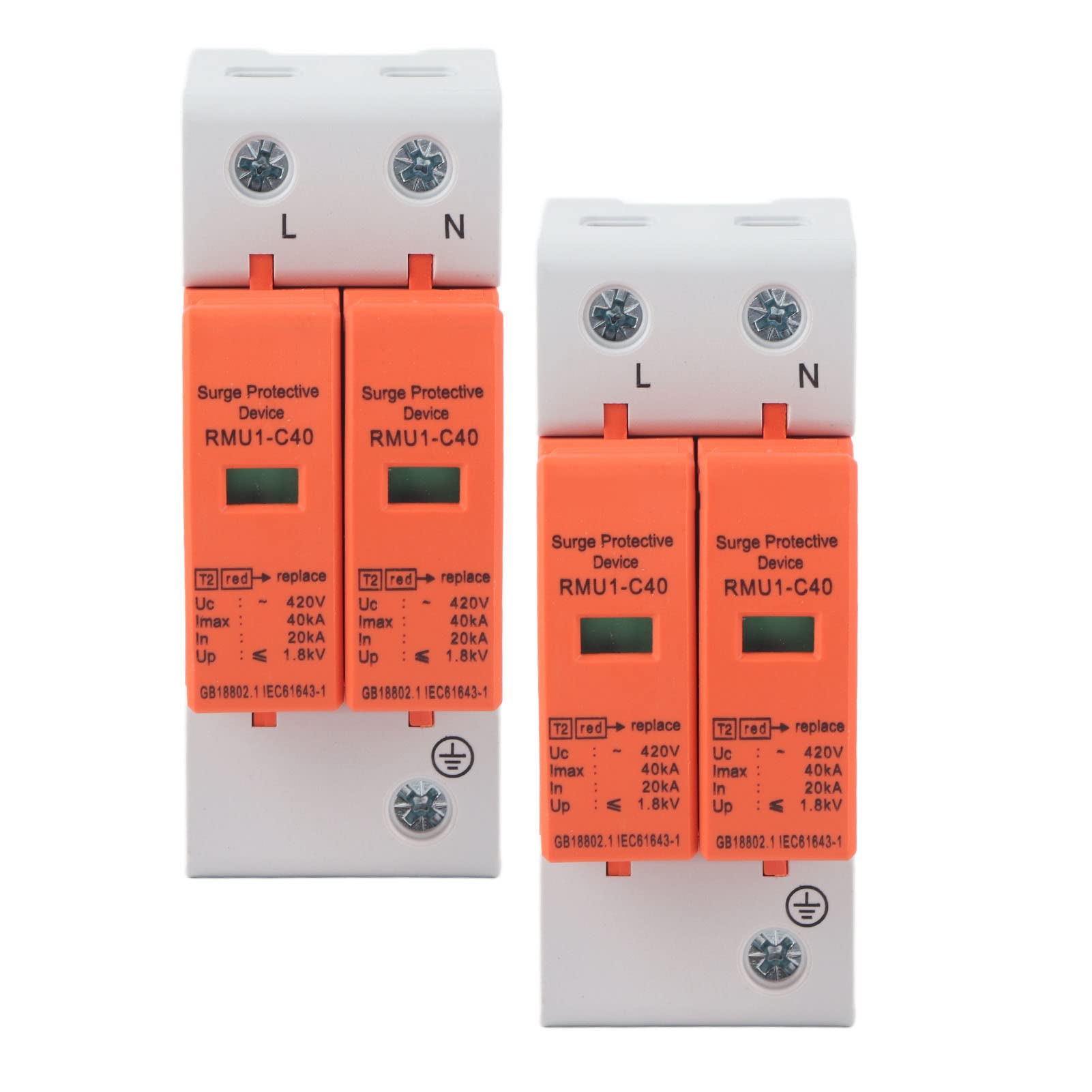 DEWIN Scaricatore di Sovratensione 2P 40kA 420V Dispositivo di Protezione Contro Le Sovratensioni
