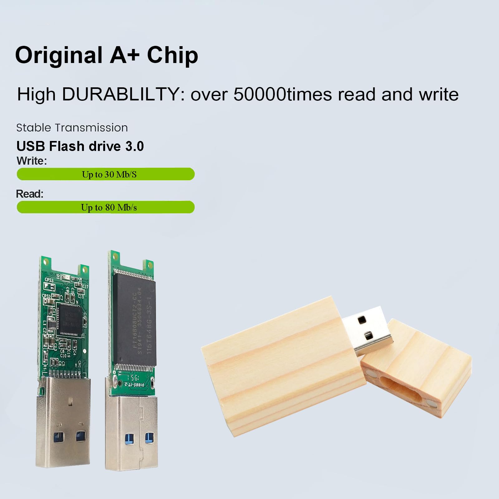 Confezione da 5 unità flash USB da 8 GB in legno d'acero 3.0 Chiavetta USB Flash Drive Memory Stick Data Storage Pendrive Disk
