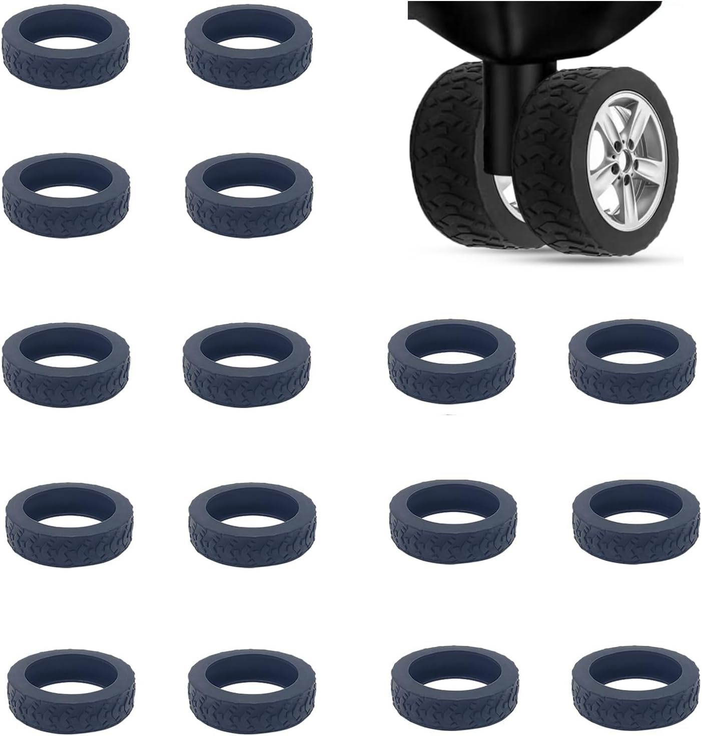 xianco Luggage Wheel Silicone Protector Cover, 16 Pieces, Black, Shock Absorption, for Trolley Bag Suitcase Spinner Wheel-picture-29