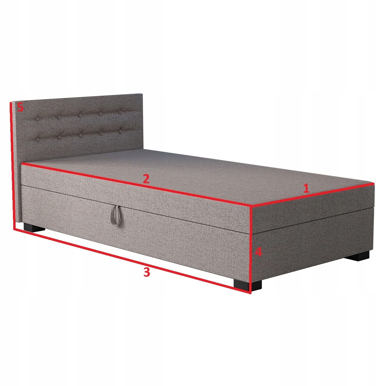 Boxspringbett Olaf 80x200x38 cm mit Schaumstoff Matratze, Bett mit Matratze, Polsterbett mit Bettkasten, Gepolstertes Einzel Bett, Schlafsofa - Biskuitbeige