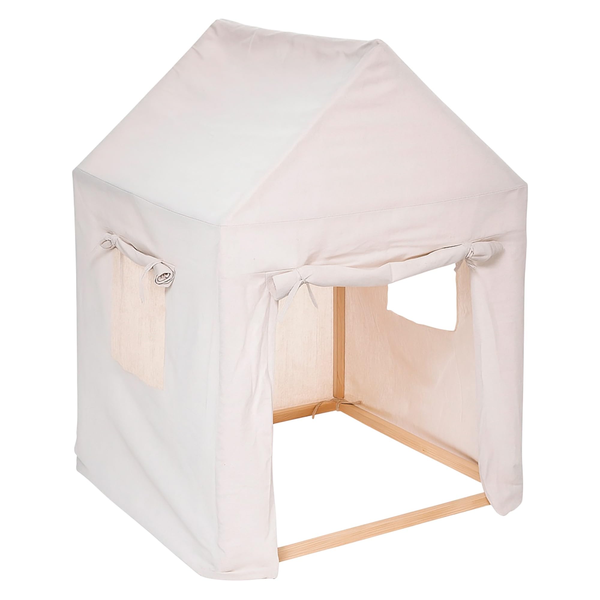 TIENDA EURASIA – Cabaña Infantil | Forma de Casita Diempi | Beige Claro | 77x77x115 cm | Lona de Algodón y Poliéster | Estructura de Madera de Pino | Fácil de Montar y Desmontar | Apta para Lavadora