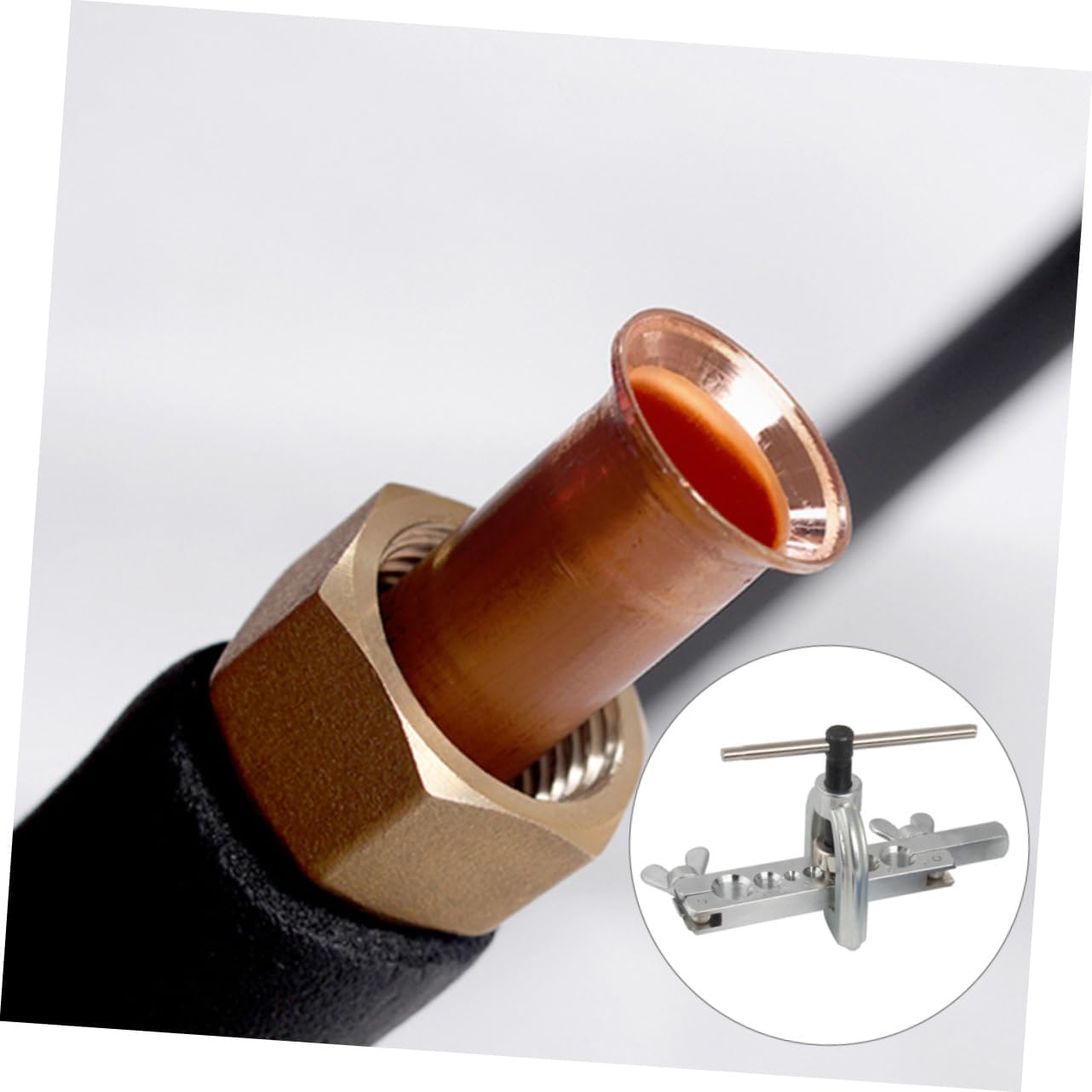 Zerodeko 1set Double Flaring Tool Kit Copper Tube Expander Mini Cutter Automotive Brake Line Flare Tools for Air Conditioning Brake Systems