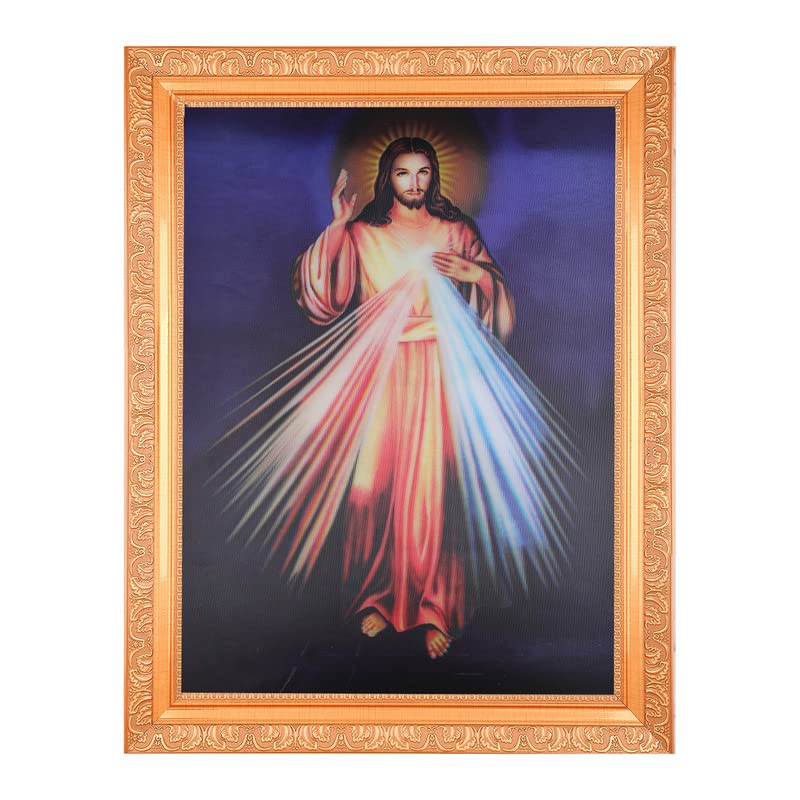 Jésus photo d'art 5D avec cadre doré 35x45 cm BM TRADERS