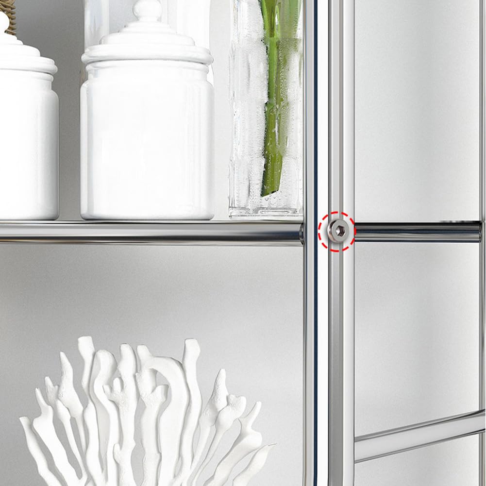 Meuble De Rangement Au-Dessus des Toilettes, MéTal Meuble WC Rangement Gain De Place, Armoire Toilette WC Meuble Salle De Bain Rangement Toilette avec 3 Niveaux, Argent, 50x25x160 cm