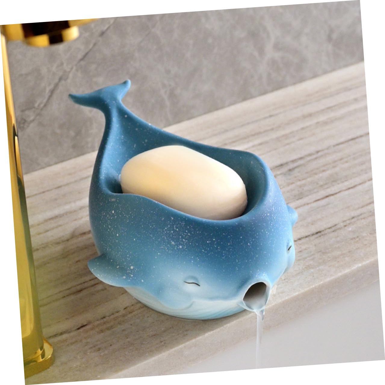 WOONEKY Portasapone in Ceramica con Scarico Vassoio Porta Sapone Drenante per Bagno e Cucina Supporto Multiuso per Sapone e Accessori Design Carino e Facile da Pulire