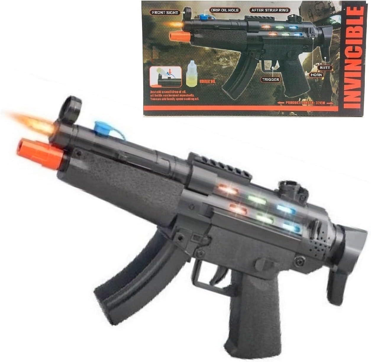 HALO NATION ® Laser Gun Toy Light & Sound Gun Toy with Real Fruit Smoke Effect, Light & Sound - B/O Gun Toy for Kids Electric Gun Toy with Light Music - Space Gun Toy for Children