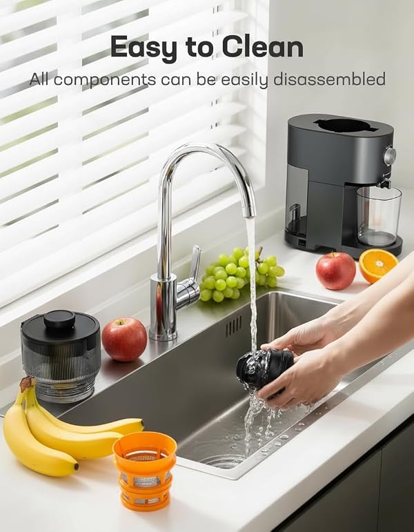 Marsail Slow Masticating Cold Press Juicer Machines, High Juice Yield, Self-Feeding with 5.4” Large Chute for Whole Vegetables & Fruits, Reverse Function by Marsail - Image 5