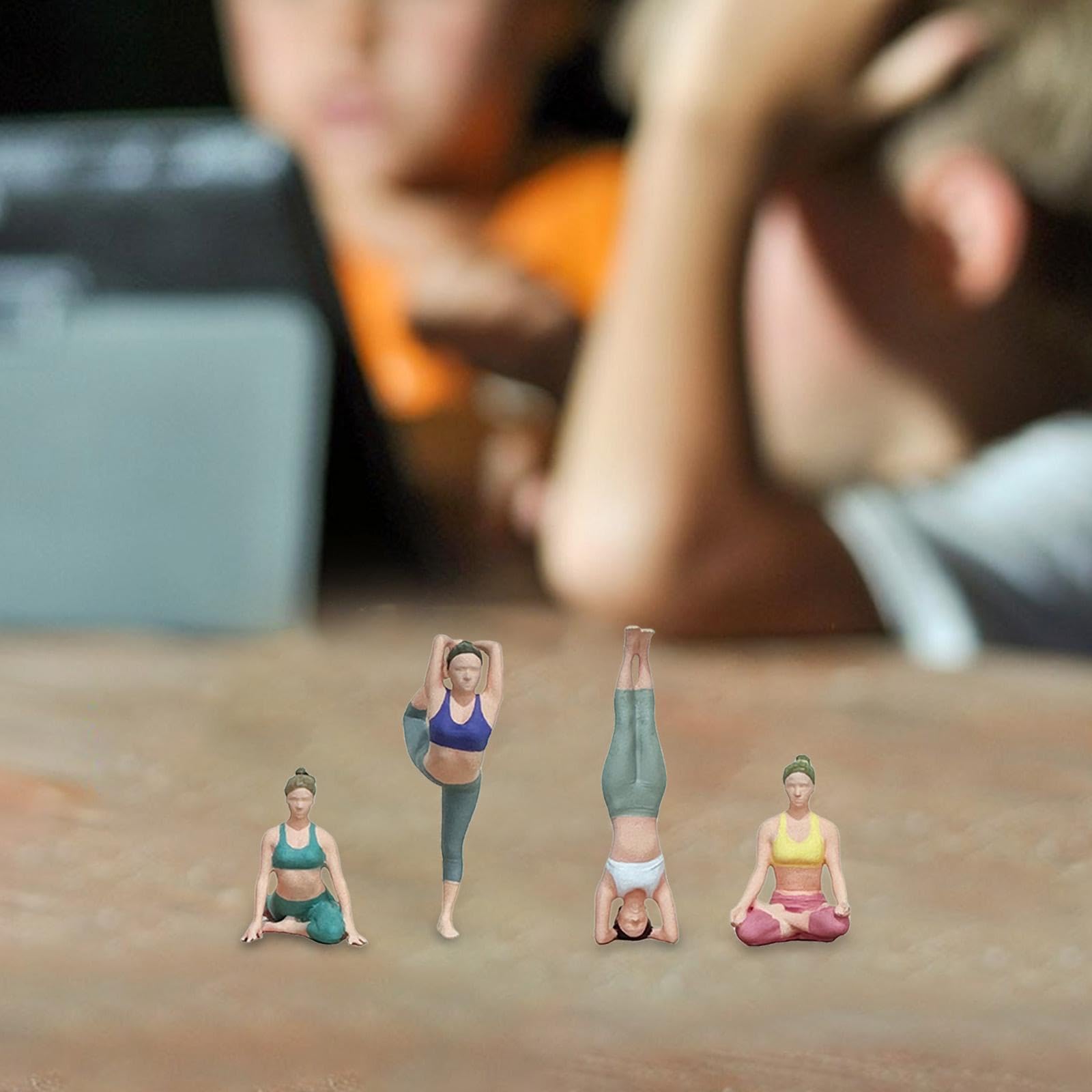 4 Figuras a Escala 1:64, Modelo de Diminutas, Mini Figuras de Meditación, Manualidades para Coleccionar.