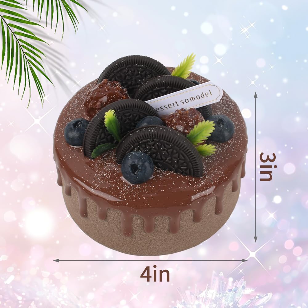 HUIANER Fake Cake Dessert Artificial Cake with Chocolate Blueberry Fake Cupcake Faux Food Model Realistic Fake for Home Kitchen Decoration Display Photography Props