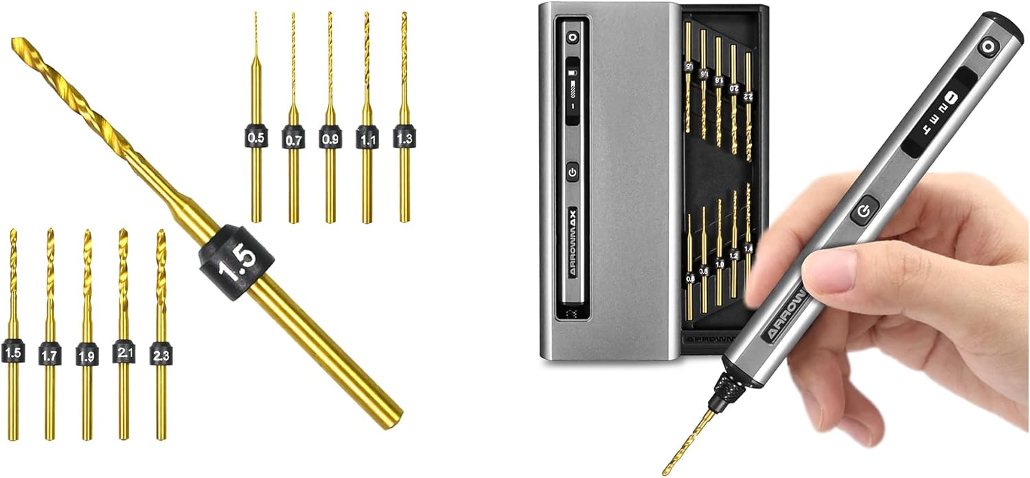 AM ARROWMAX Electric Mini Drill Pen & Twist Mini Micro Drill Bits Set (10 Pcs)