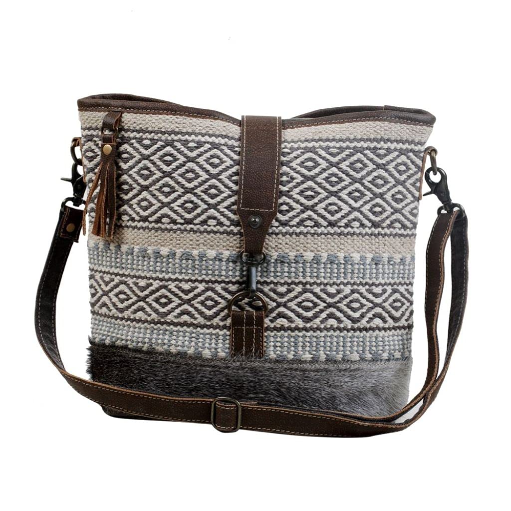 Myra Bag Identity Shoulder Bag Upcycled Cotton & Hair Leather S-3065