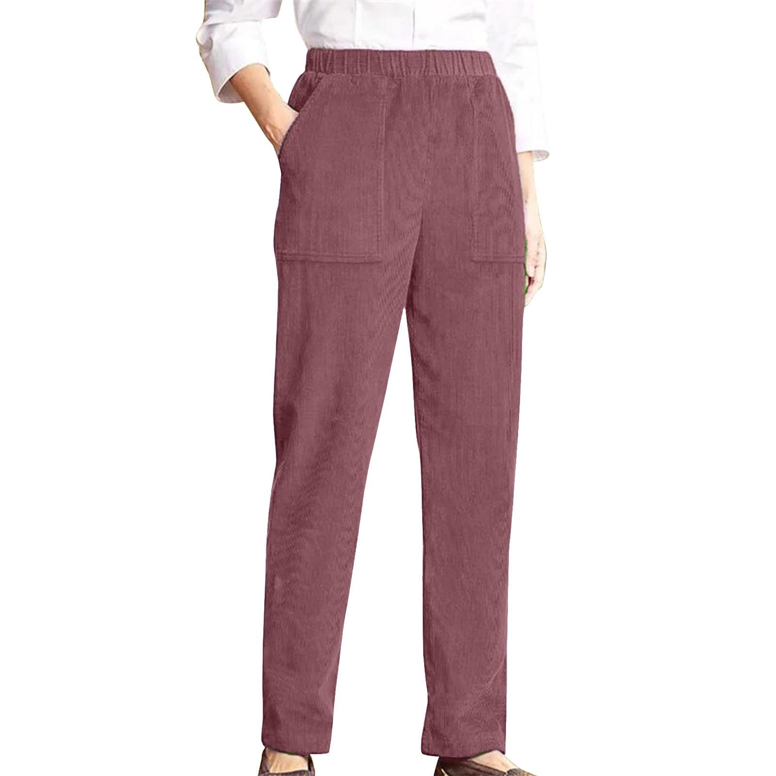 Lambo Cordhosen für Damen | Weiche Hose mit geradem Bein und Taschen - Lässige Herbsthose mit hoher Taille für Mädchen