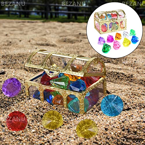 BEZANU Diving Gem Pool Toys Set, 10 Pcs Multicolor Big Acrylic Diamond with Treasure Pirate Box for Pirate Diving Game, Swimming Game Party - Image 4