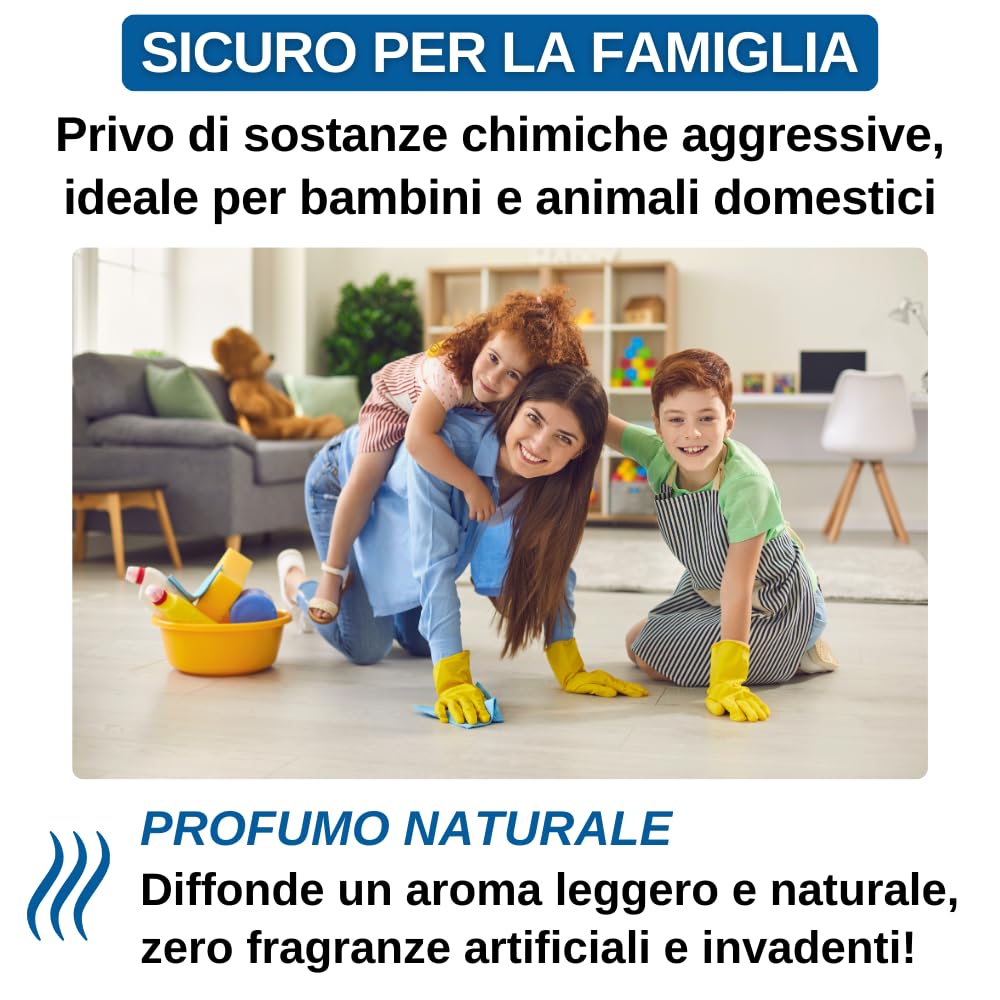 MADALU' - Detersivo Pavimenti Profumato, Concentrato e Biodegradabile (6 Pack da 1 Litro) Detergente Pavimenti Interni ed Esterni Disinfettante per Pulizia Pavimenti Professionale Made in Italy
