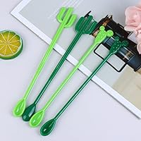 Vista 4 de FOYARA Novedosas cucharas para mezclar bebidas con forma de cactus, varillas para mezclar bebidas para fiestas, 8.2 pulgadas, cucharaditas de café