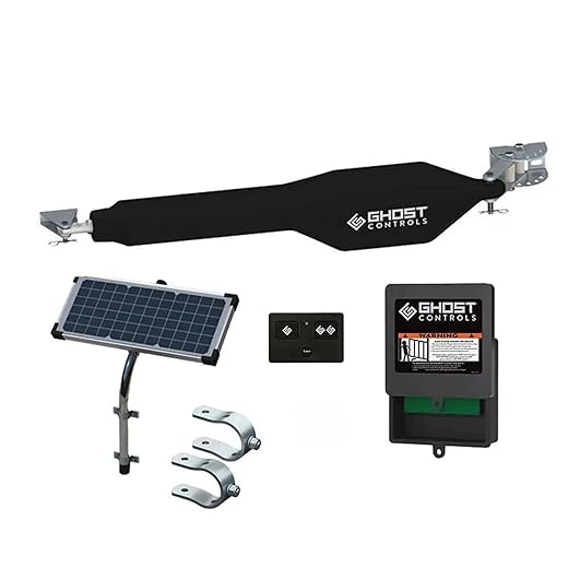GC GHOST CONTROLS Solar Heavy-Duty Automatic Gate Opener Kit for Driveway Swing Gates with Long-Range Solar Gate Opener Remote - Model TSS1XP