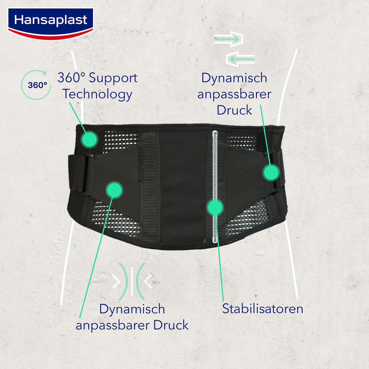 Hansaplast Protective - Vendaje de apoyo para espalda con nivel de compresión individual, para reducir el dolor, talla única, ajustable
