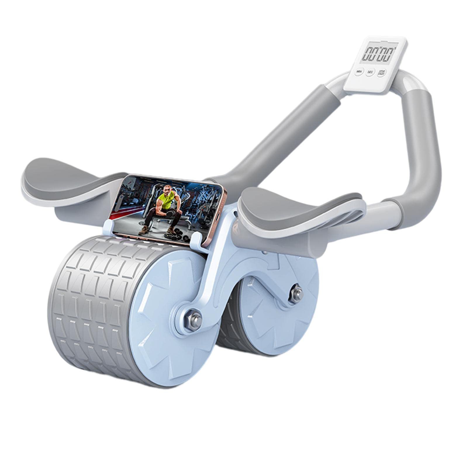Rodillo abdominal con rebote automático, rueda abdominal para ejercitar los abdominales | Rodillo abdominal con rodillera, entrenamiento de fuerza central, equipo de fitness para ejercitar los