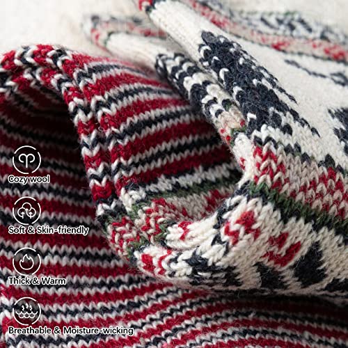 Image of IIG 5 Pairs Women's Vintage Style Thick Wool Warm Winter Crew Socks