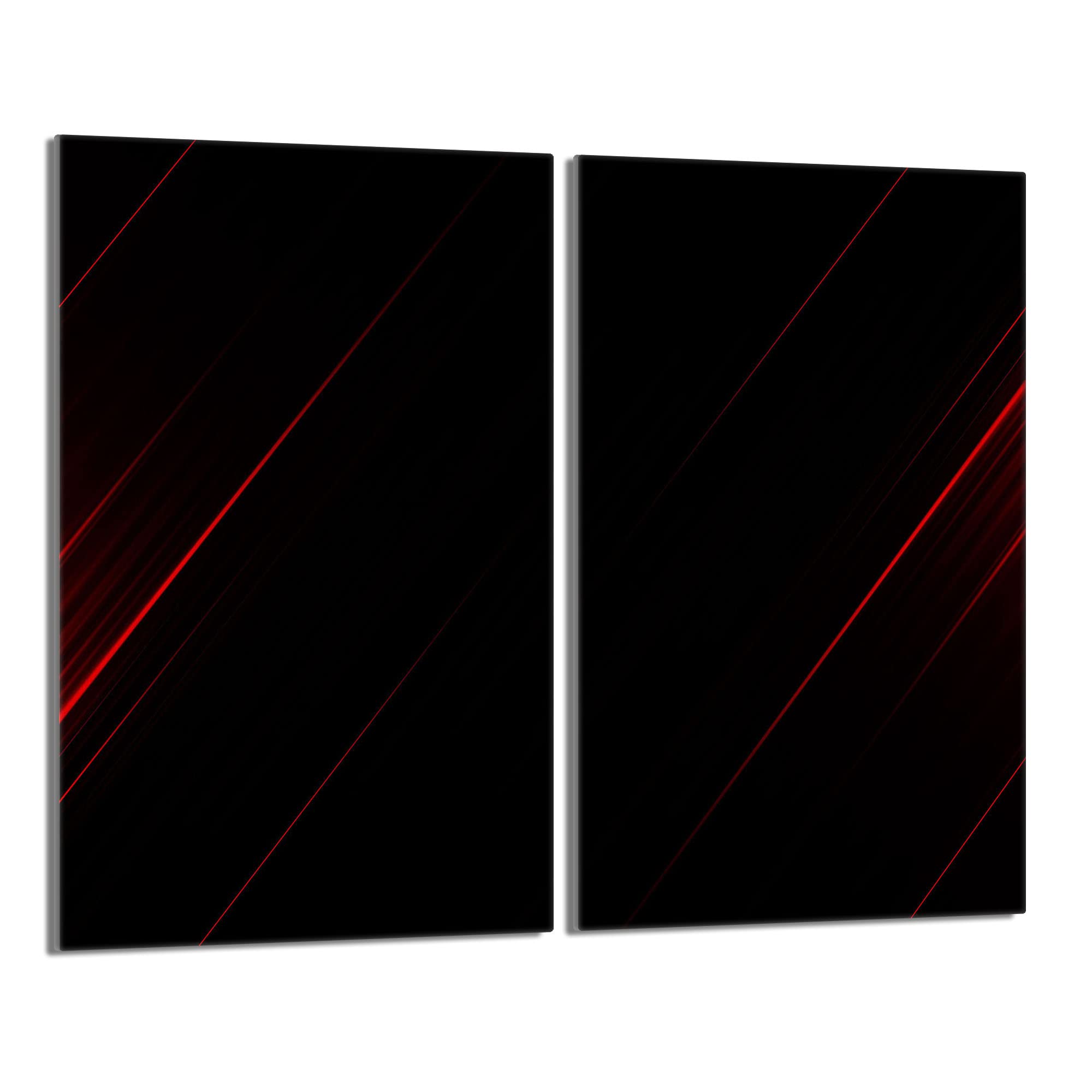 Tabla de cortar decorativa de cristal templado y cubre vitro, Placa protectora de vitrocerámica 30 x 52 cm 2 piezas, para inducción, protección contra salpicaduras, decoración, NEGRO