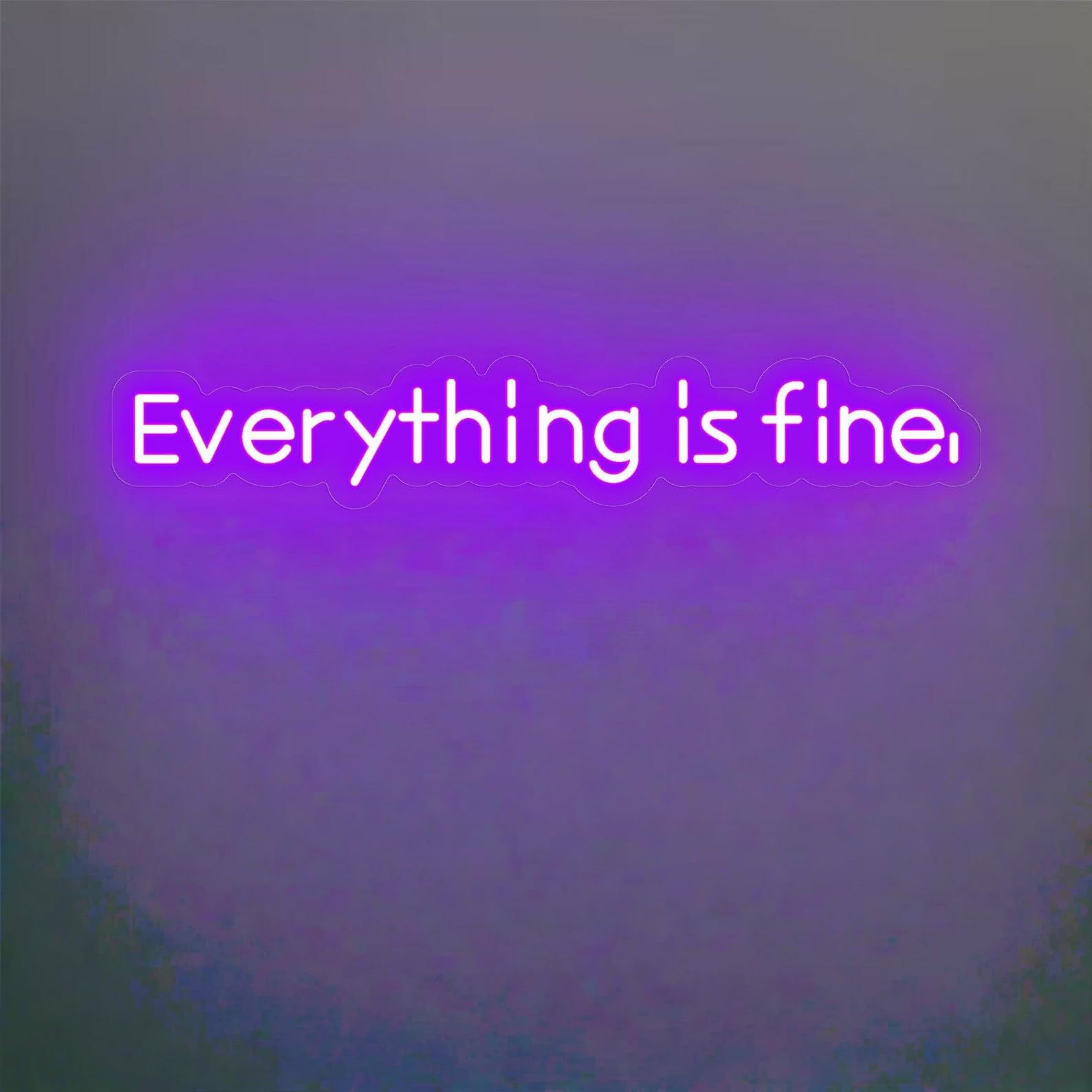 Everything Is Fine neonowy znak, motywacyjny drobny cytat dekoracja ścienna, pozytywna estetyka neonowa LED