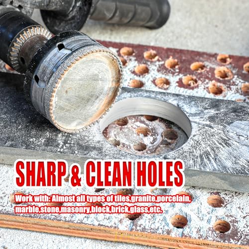 Image of 3 inch Diamond Hole Saw with Pilot Drill Bit,Tile Hole Saw for Ceramic | 3 inch Serrated Brazing Diamond Core Drill Bits with Guiding Bit for Porcelain Tile Glass Stone Granite Marble