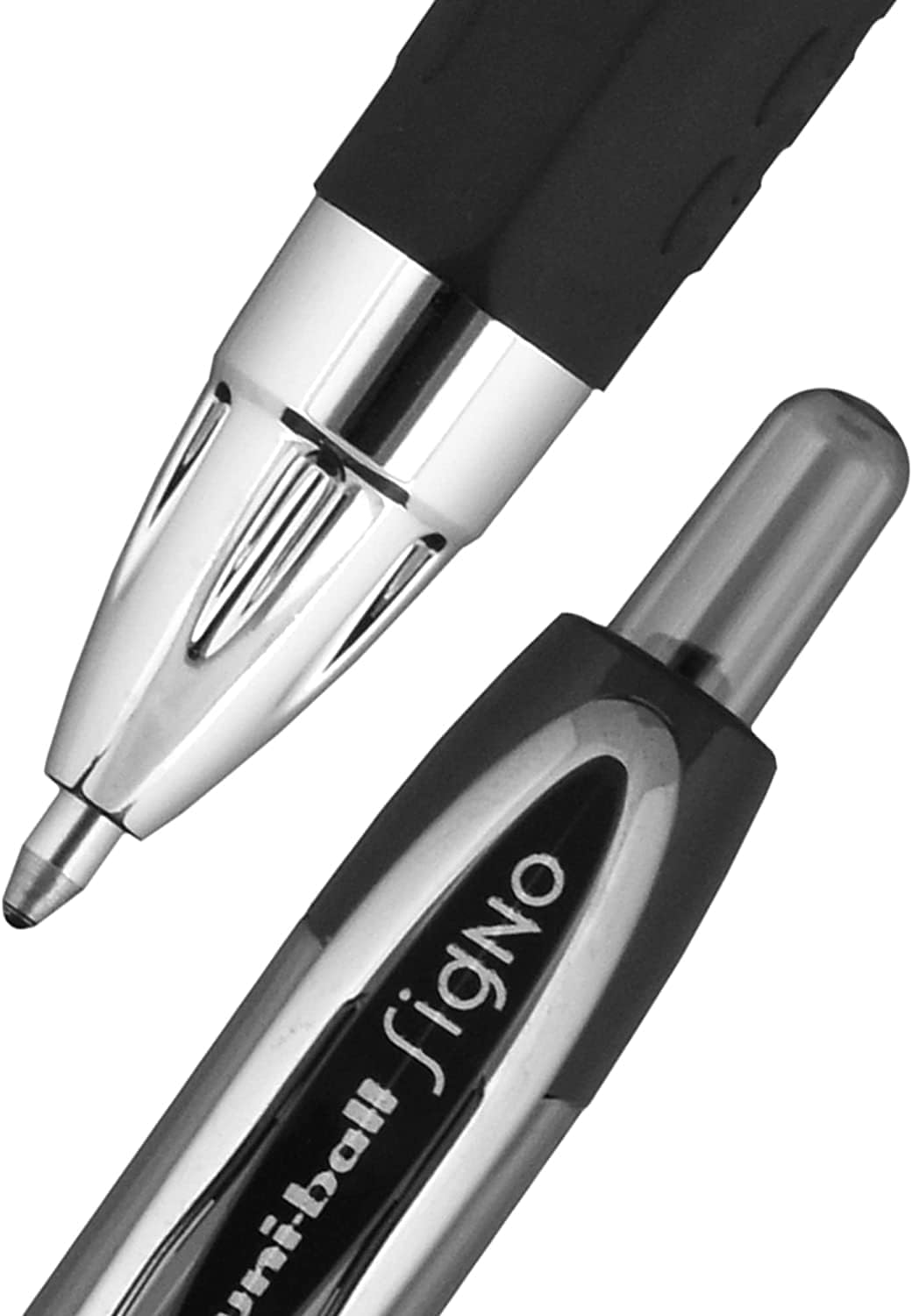 Uni-Ball Signo 207 Druck-Gelschreiber, dicke Spitze, 1,0 mm, schwarze & blaue Tinte, 12 Stück (6 schwarz, 6 blau), betrügerbeständige Uni-Super-Tinte, schnelltrocknend, nachfüllbar