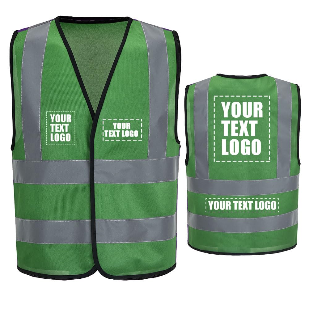 AYKRM Customizable Logo Green Reflective Vest High Visibility green hi viz vis Executive Waistcoat 6-8XL