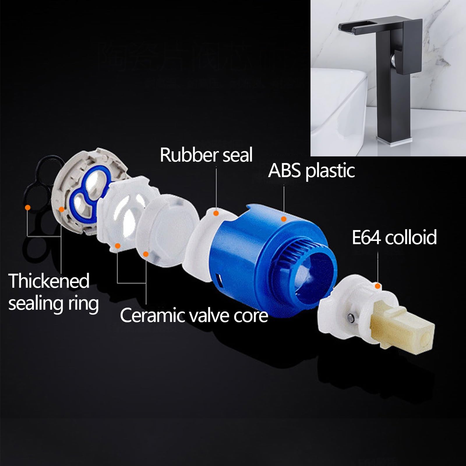 Rubinetto Bagno Lavabo Alto Cascata con Luce LED a Tre Colori Ottone | Miscelatore Lavabo Bagno Alto Quadrato Monocomando Energia Idroelettrica, Rubinetto Cucina, per Hotel(Silver)