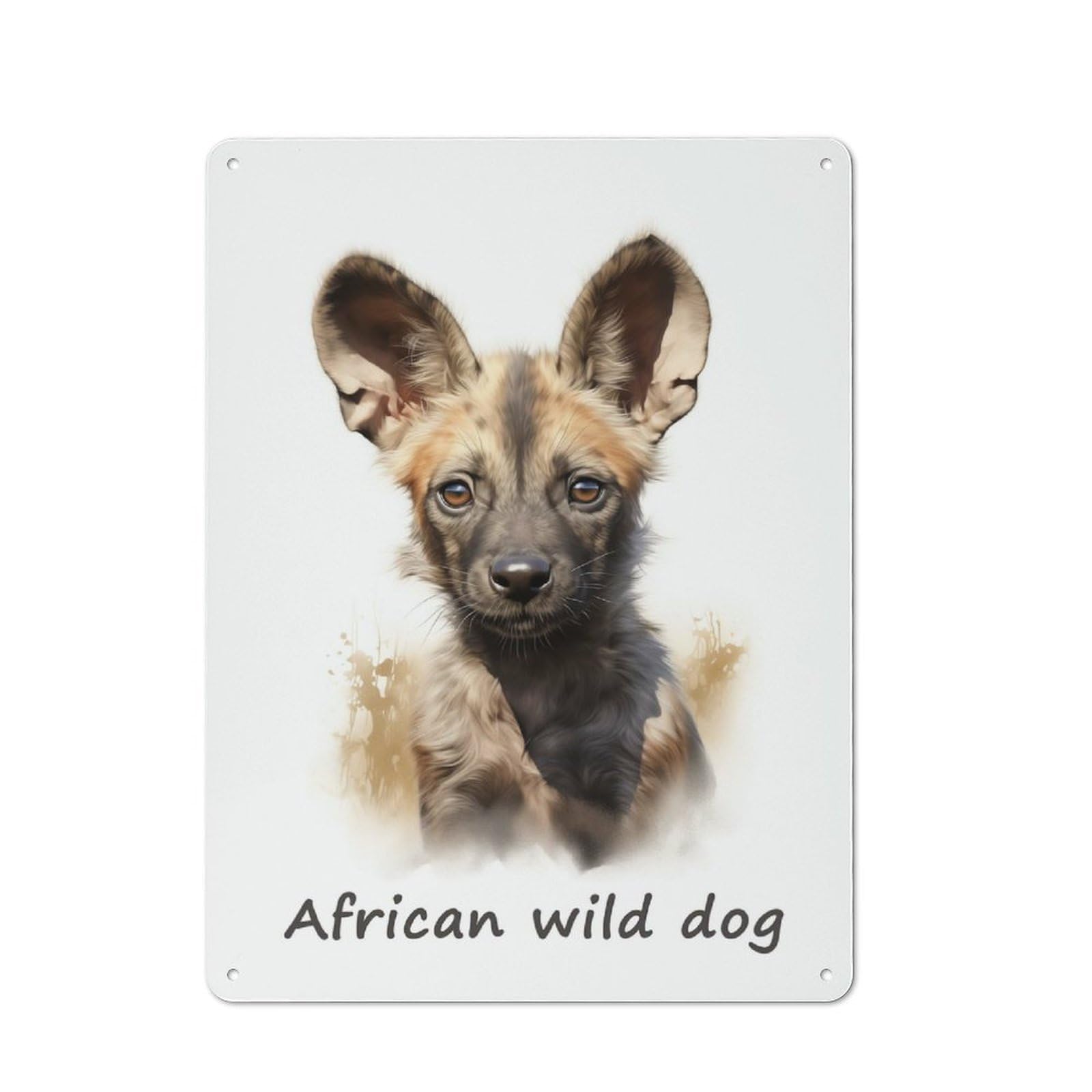 Junmoney African Wild Dog 40X30cm Rustic Tin Sign With For Studio Or Craft Room, Tin Sign Wall Decor For Studios And Craft Rooms