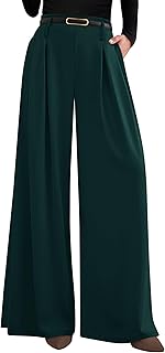 Womens Spring Wide Leg Trousers 2026 High Elastic Waist Loose Pleated Long Flowy Palazzo Work Pants with Pockets