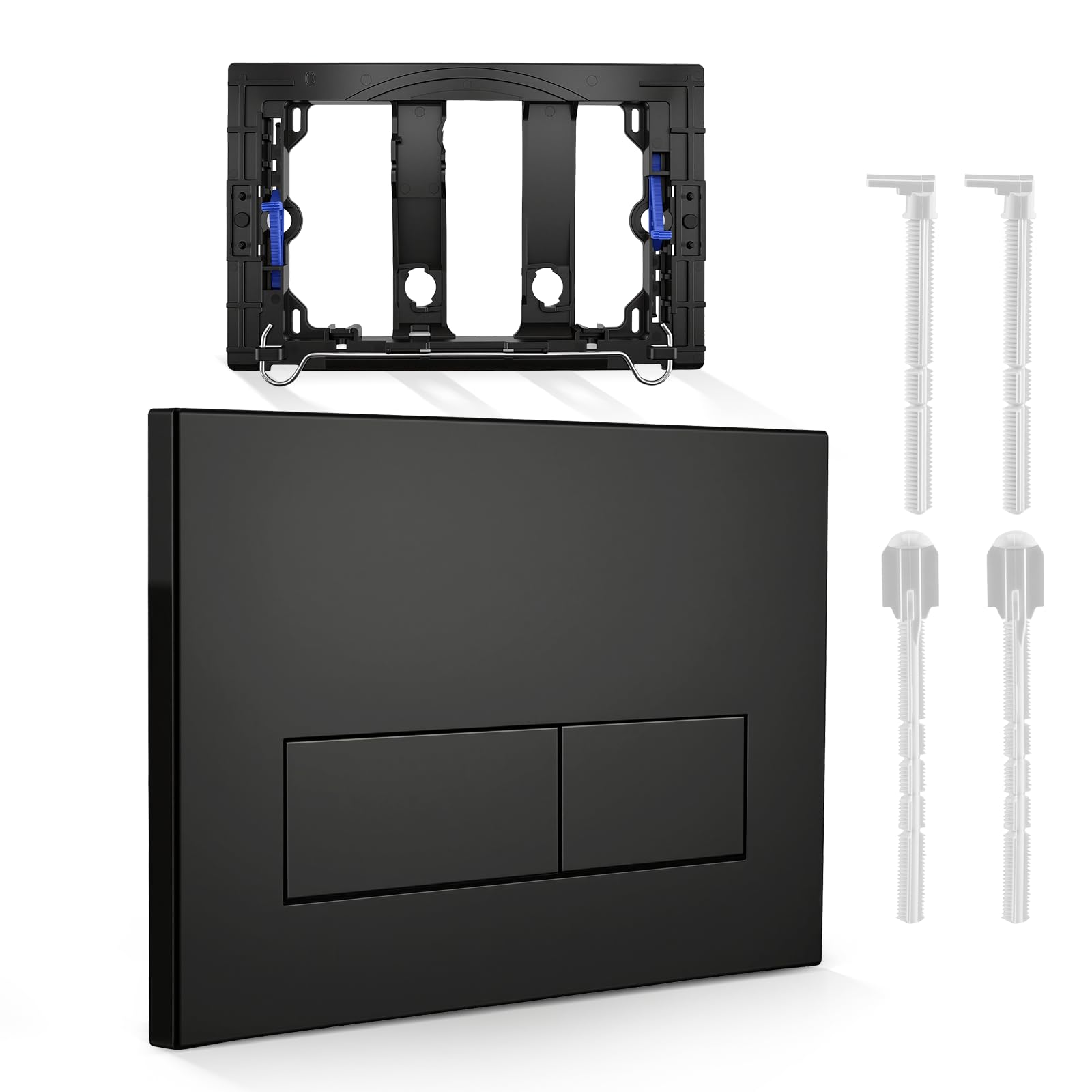 Pulsante WC, Compatibile con Geberit, Piastra a Doppio Scarico, Pulsante di Scarico, UP300, UP320, UP100, UP120, Ricambio, Set Leva di Scarico, Telaio di Montaggio, Nero Opaco, 246x162 mm