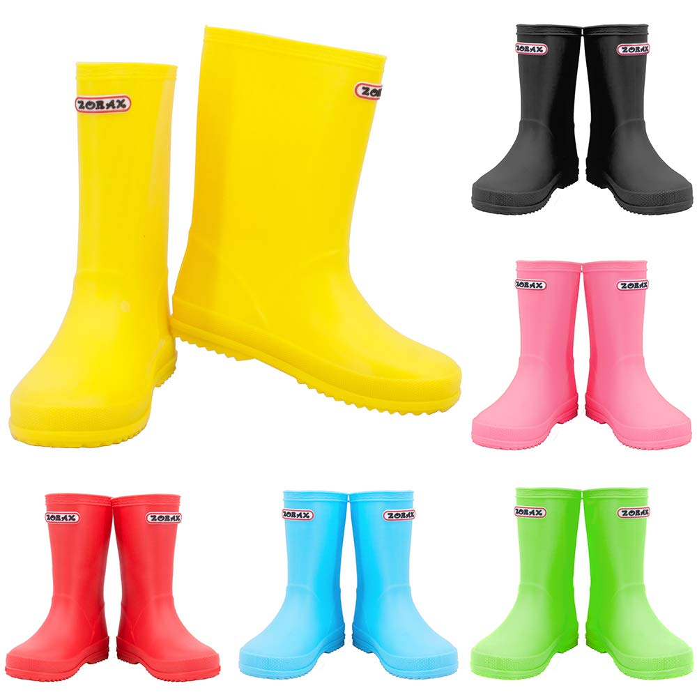 ZoraxGirls Boys Waterproof Non-Slip Kids Motorbike Rain Boots Child Shoes Wellies Unisex Children Wellington Boots, Yellow, 2 UK