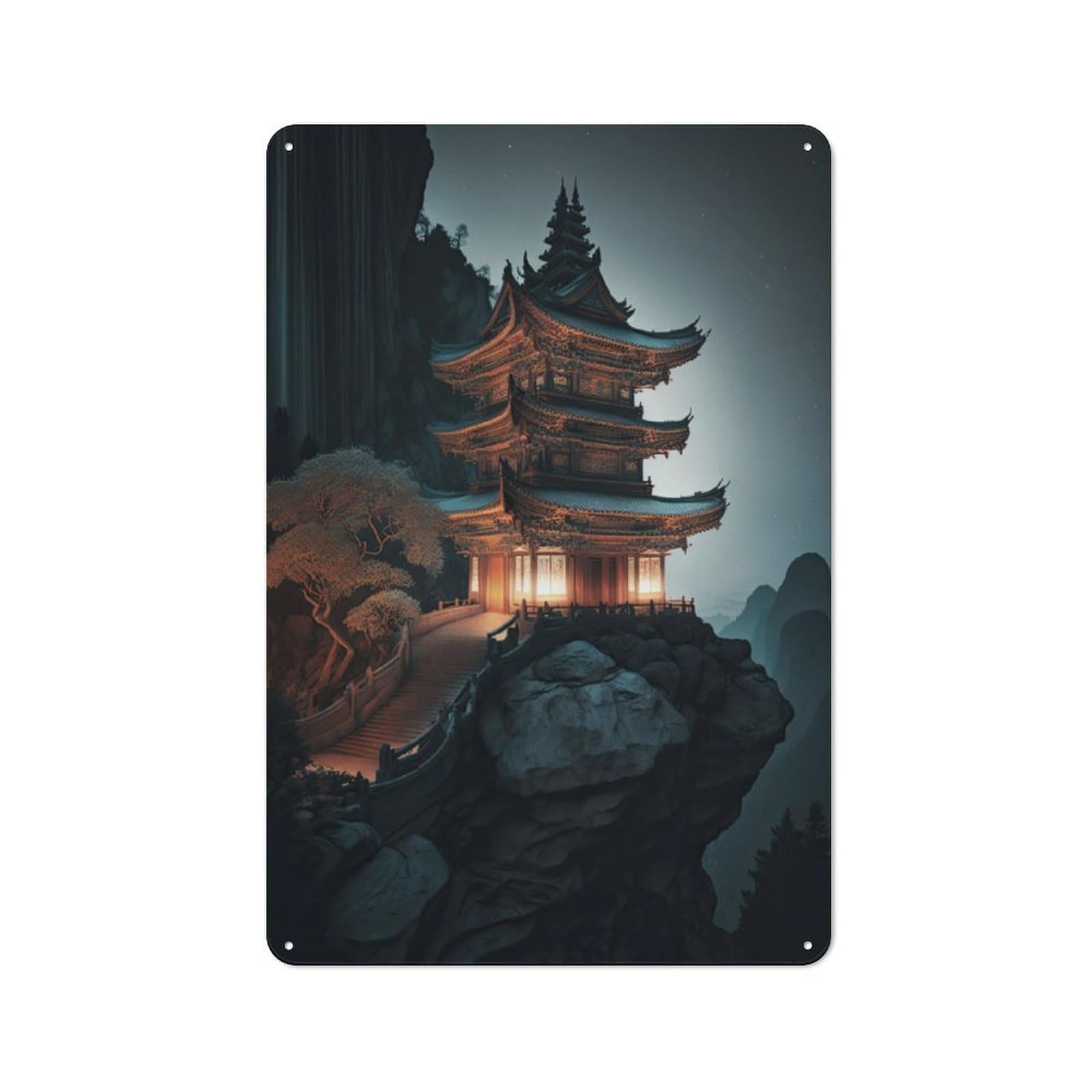 Junmoney Japanese Castle Sun Vintage-Inspired Tin Sign 30X20cm For Garage Or Workshop, For Garage, Workshop And Man Cave Decoration